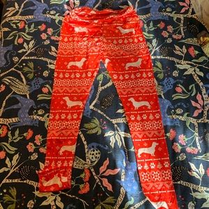 Red and White Dachshund Leggings